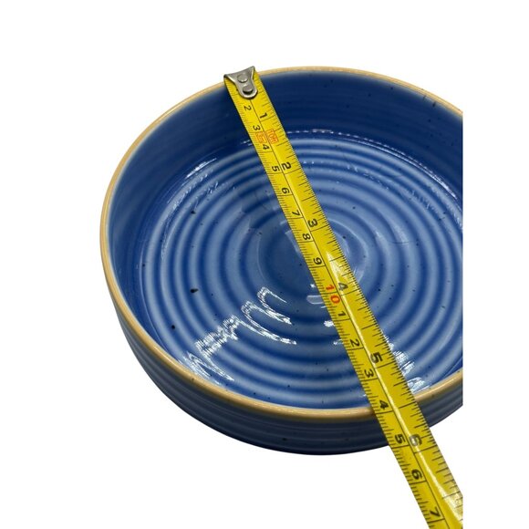 Ariane Artisan Fine Porcelain Blue Serving Bowl With Yellow Rim 8.5" Diameter Ha - Picture 4 of 6